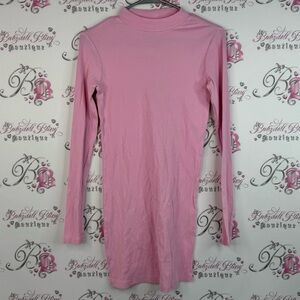 NOBO no boundaries dress turtleneck bubblegum bright Pink Ribbed mini dress